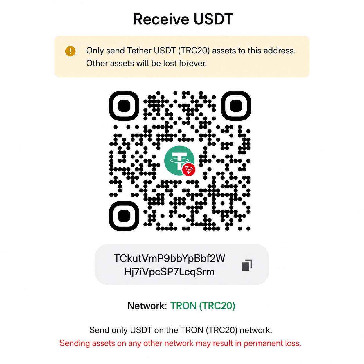USDT TRC20 QR Code